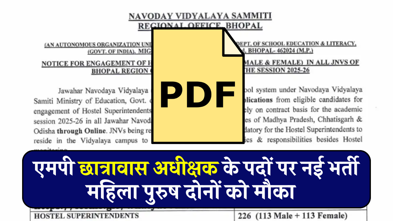MP Hostel Superintendent Vacancy 2025