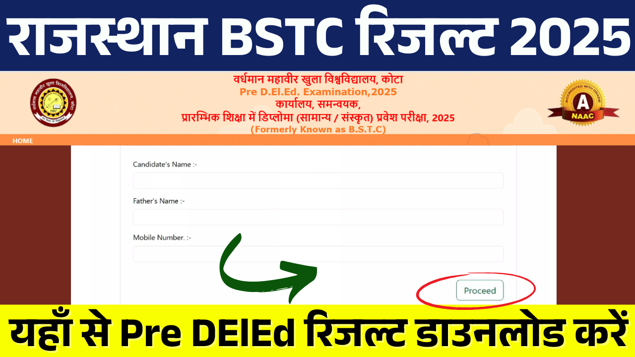 Rajasthan BSTC Pre DElEd Result 2025